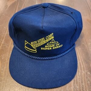 Vtg Roth Steel Corp Hat Home Of Super Shred Navy Blue Snapback Hat Cap NWOT OSFA